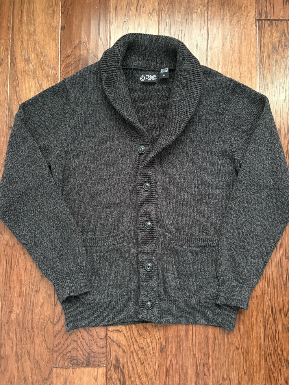 Chaps Men's Shawl Collar Cardigan Sweater - Charcoal